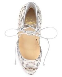 Christian Louboutin Python Embossed Leather Lace Up Peep Toe Pumps