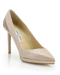 Jimmy Choo Rudy Snake Embossed Leather Patent Leather Pumps