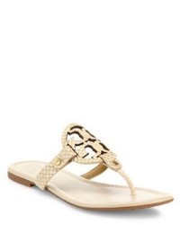 Tory Burch Miller Snake Embossed Leather Thong Sandals