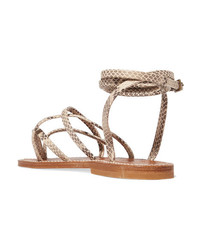 K Jacques St Tropez Zenobie Snake Effect Leather Sandals