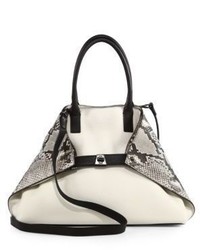 Akris Ai Small Convertible Python Embossed Leather Tote