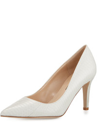 Neiman Marcus Cissy Snakeskin Pointed Toe Pump Oyster