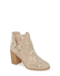 Beige Snake Suede Ankle Boots