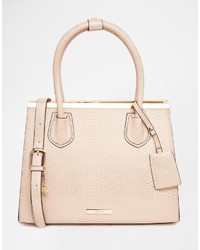 Dune Faux Snake Tote Bag In Nude