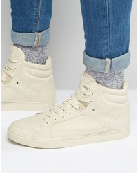 Asos Brand High Top Sneakers In Stone With Panels