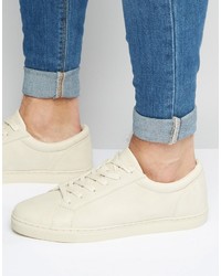 Asos Brand Lace Up Sneakers In Stone