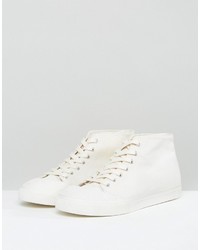 Asos Mid Top Sneakers In Off White Cord