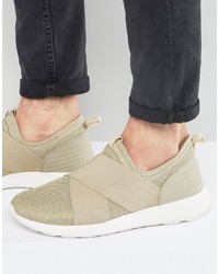 Asos Sneakers In Stone With Elastic And Rubber Detail