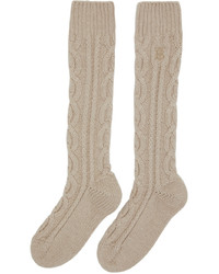 Burberry Beige Cashmere Cable Knit Socks