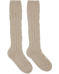Burberry Beige Cashmere Cable Knit Socks