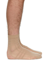 Burberry Beige Intarsia Check Technical Ankle Socks