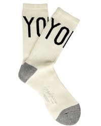 Yohji Yamamoto Logo Intarsia Cotton Blend Socks