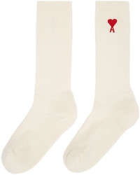 AMI Alexandre Mattiussi Three Pack Off White Ami De Cur Socks