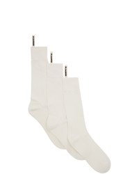 Jil Sanderand Three Pack Off White Ultra Socks