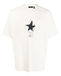 Beige Star Print Crew-neck T-shirt