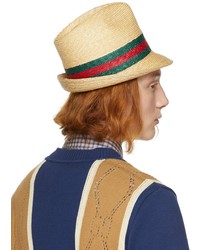 Gucci Beige Straw Woven Hat