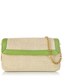 Buti Straw And Leather Clutch Wshoulder Strap