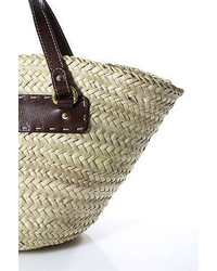 Etro Beige Straw Woven Asymmetrical Large Tote Handbag
