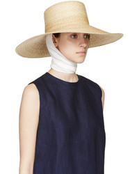 CLYDE Beige Straw Wide Brim Neckshade Hat
