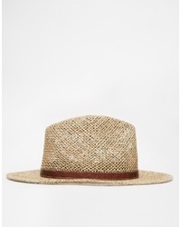 Asos Brand Straw Hat In Beige With Wide Brim