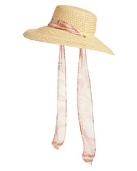 Nordstrom Chiffon Tie Novelty Weave Straw Hat
