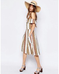 Asos Collection Natural Straw Floppy Hat With Braid Mix Band