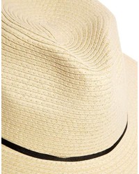 Asos Collection Straw Fedora Hat With Skinny Band
