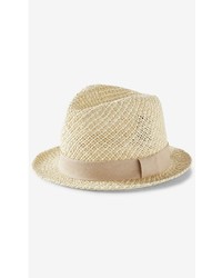 Express Two Tone Open Weave Fedora Hat