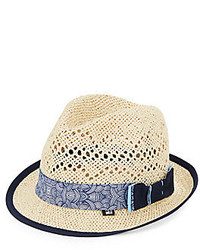 Perforated Woven Straw Fedora