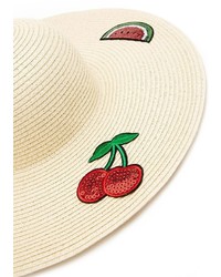 Forever 21 Sequin Fruit Applique Straw Hat