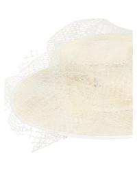 Alex Sisal Straw Boater Hat W Net Tulle Veil