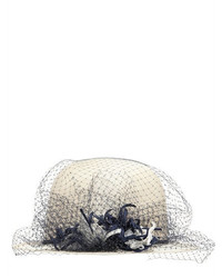 Alex Sisal Straw Bowler Hat W Net Tulle Veil