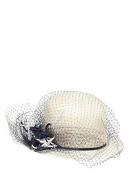 Alex Sisal Straw Bowler Hat W Net Tulle Veil
