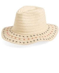 David & Young Stitched Straw Panama Hat Beige