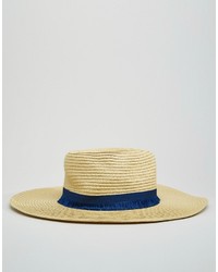 Mango Straw Hat With Blue Ribbon