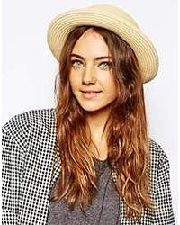 Asos Straw Roll Brim Boater Hat Natural