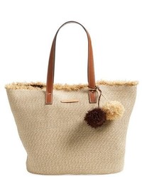 Caslon Frayed Woven Straw Tote