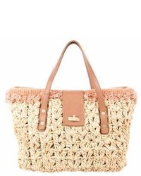 Chanel Mademoiselle Lock Straw Tote