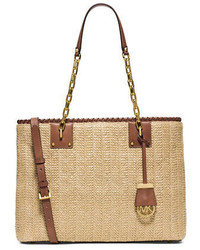 MICHAEL Michael Kors Michl Michl Kors Rosalie East West Leather Trimmed Woven Straw Tote