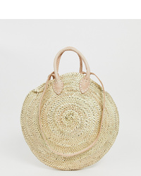 Orelia Straw Circle Bag With Leather S