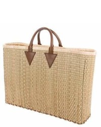 Trademark Leather Trimmed Straw Tote