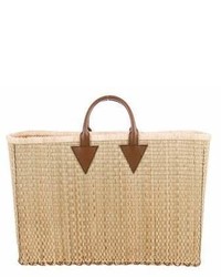 Trademark Leather Trimmed Straw Tote