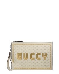 Gucci Guccy Moon Stars Leather Zip Pouch