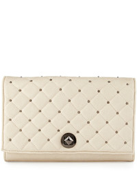 Neiman Marcus Quilted Stud Clutch Bag Ivory