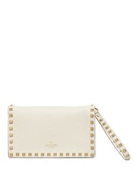 Valentino Rockstud Embossed Leather Clutch