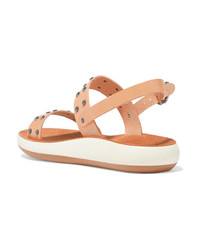 Ancient Greek Sandals Dinami Studded Leather And Suede Slingback Sandals