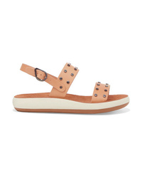 Ancient Greek Sandals Dinami Studded Leather And Suede Slingback Sandals