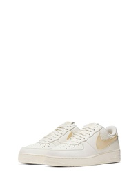 Beige Studded Leather Low Top Sneakers