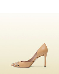 Gucci Studded Dorsay Leather Pump