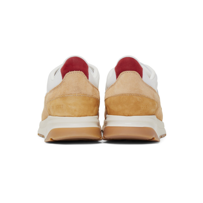 Common Projects Tan And White Suede New Track Sneakers, $324 | SSENSE ...